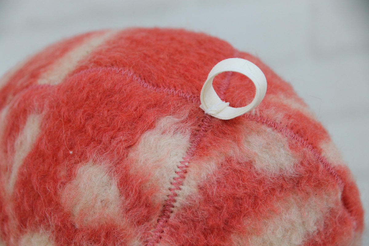 Red Floral Upcycled Wool Sauna Hat, Banya Accessory, Heat Protection Spa Cap