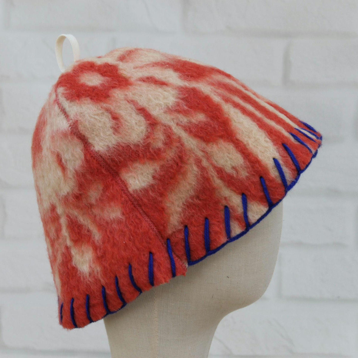 Reversible Vintage Wool Sauna Hat, Handmade Bucket Hat, Upcycled Blanket Hat, yellow Checkered Hat.