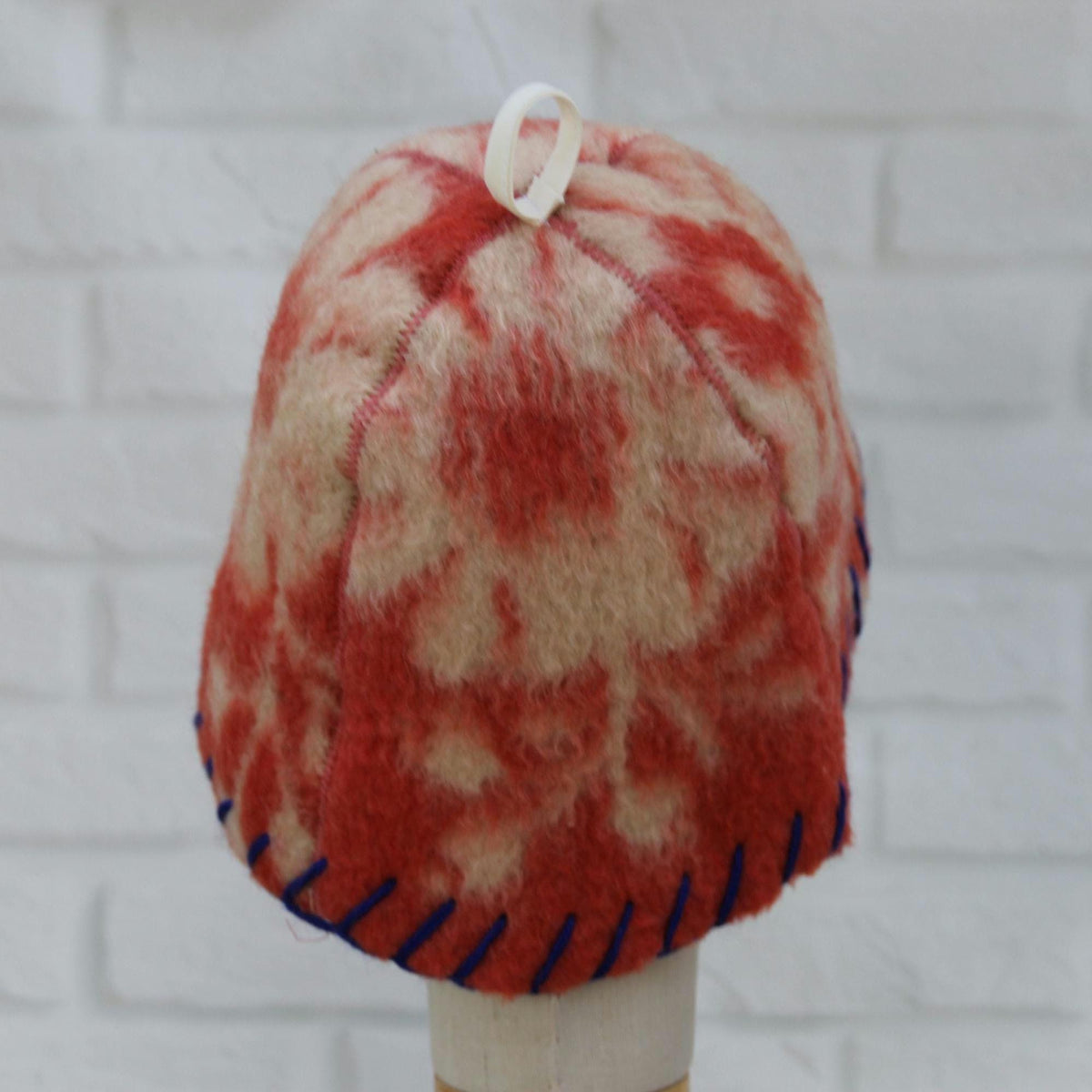 Reversible Vintage Wool Sauna Hat, Handmade Bucket Hat, Upcycled Blanket Hat, yellow Checkered Hat.