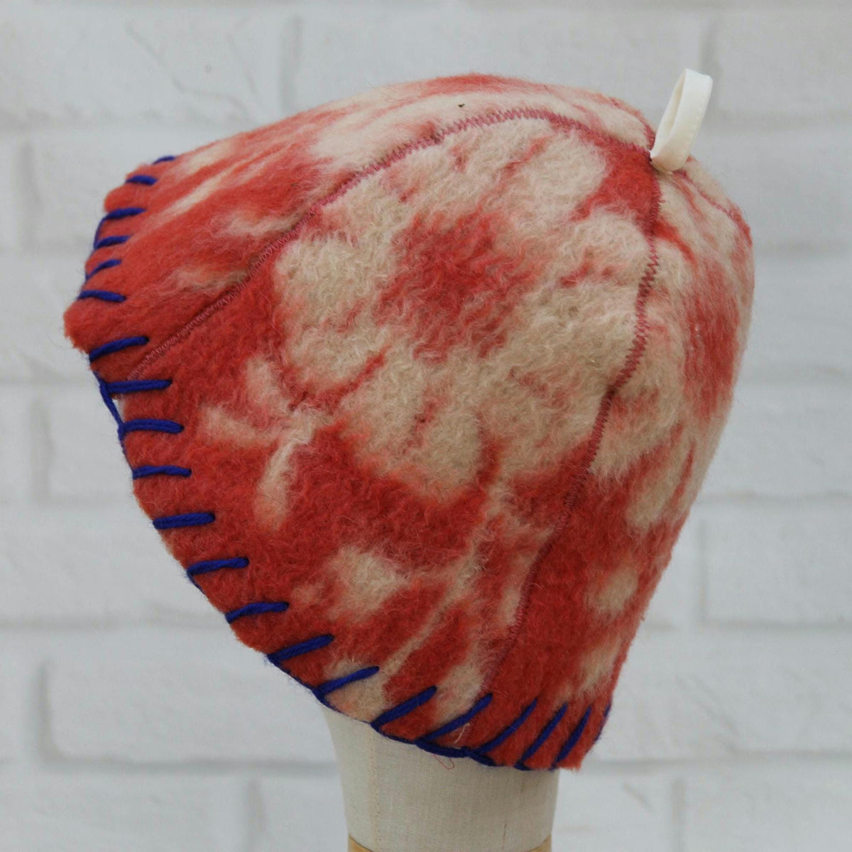 Reversible Vintage Wool Sauna Hat, Handmade Bucket Hat, Upcycled Blanket Hat, yellow Checkered Hat.