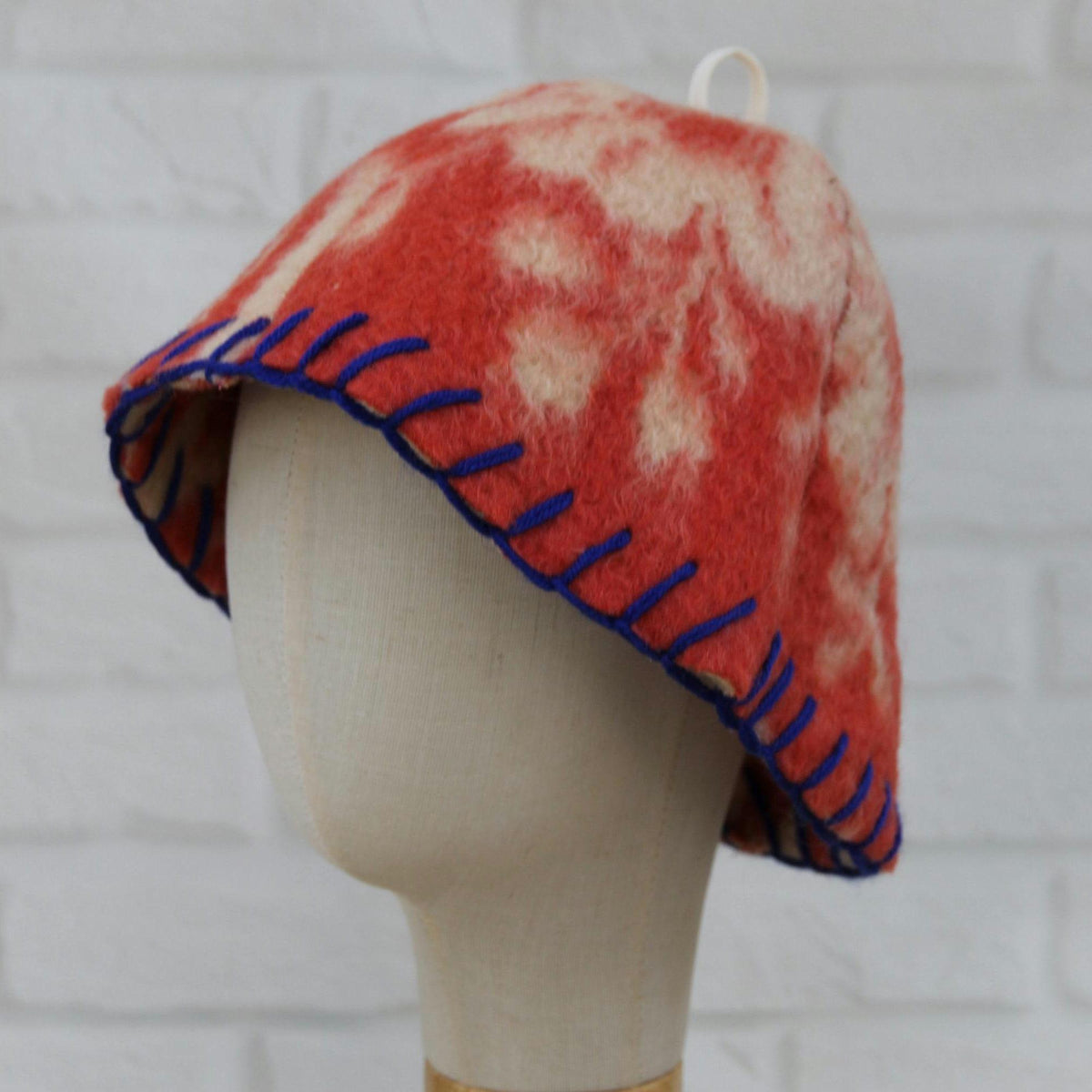 Reversible Vintage Wool Sauna Hat, Handmade Bucket Hat, Upcycled Blanket Hat, yellow Checkered Hat.