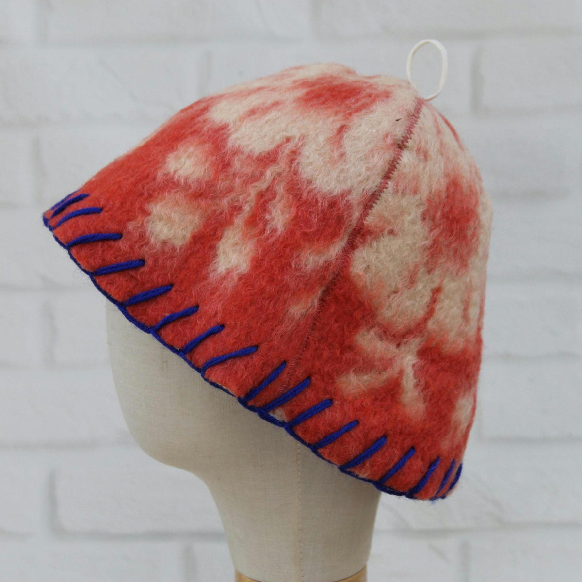 Reversible Vintage Wool Sauna Hat, Handmade Bucket Hat, Upcycled Blanket Hat, yellow Checkered Hat.