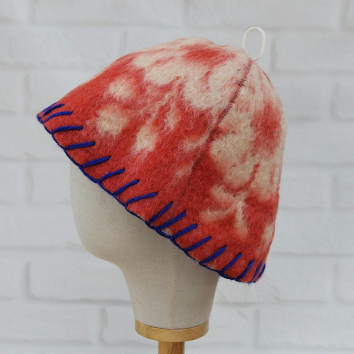 Reversible Vintage Wool Sauna Hat, Handmade Bucket Hat, Upcycled Blanket Hat, yellow Checkered Hat.