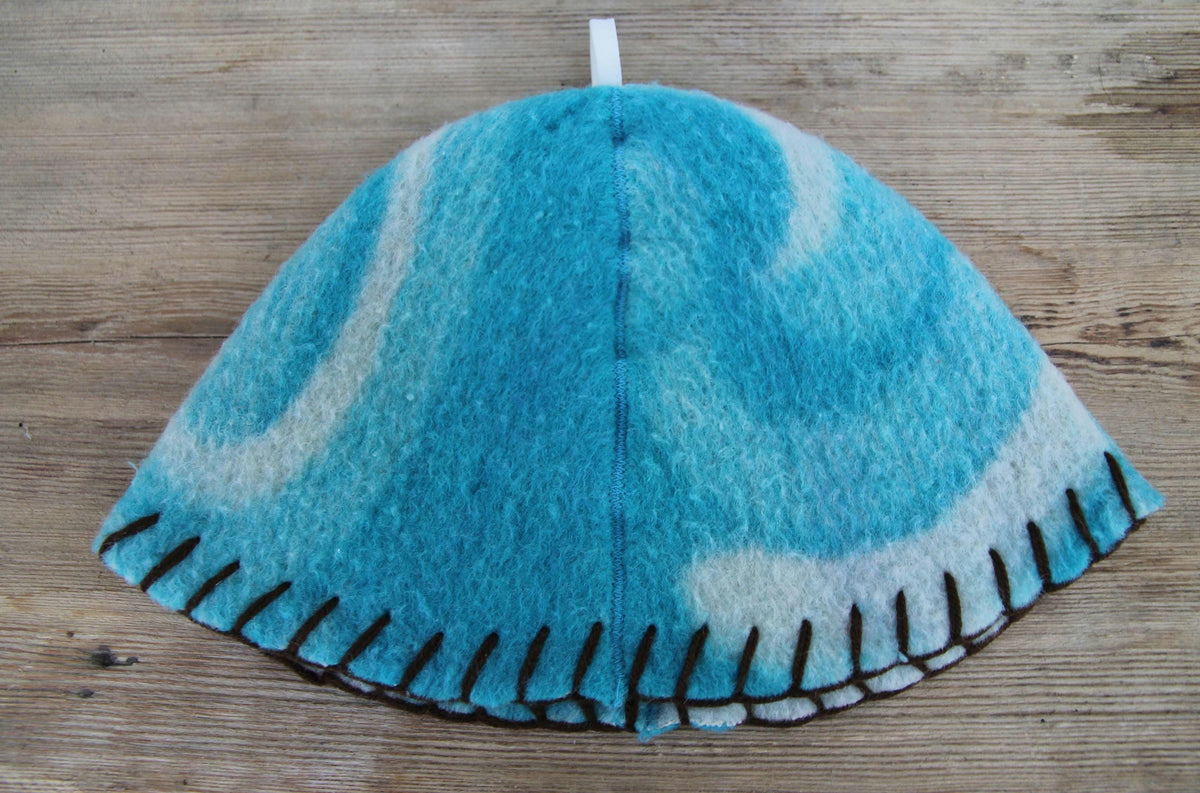 Brown Wool Sauna Hat with Floral, Handmade from Upcycled Vintage Blanket, Unisex Spa Hat,Spa Wellness Accessory,Unique Gift for Sauna.