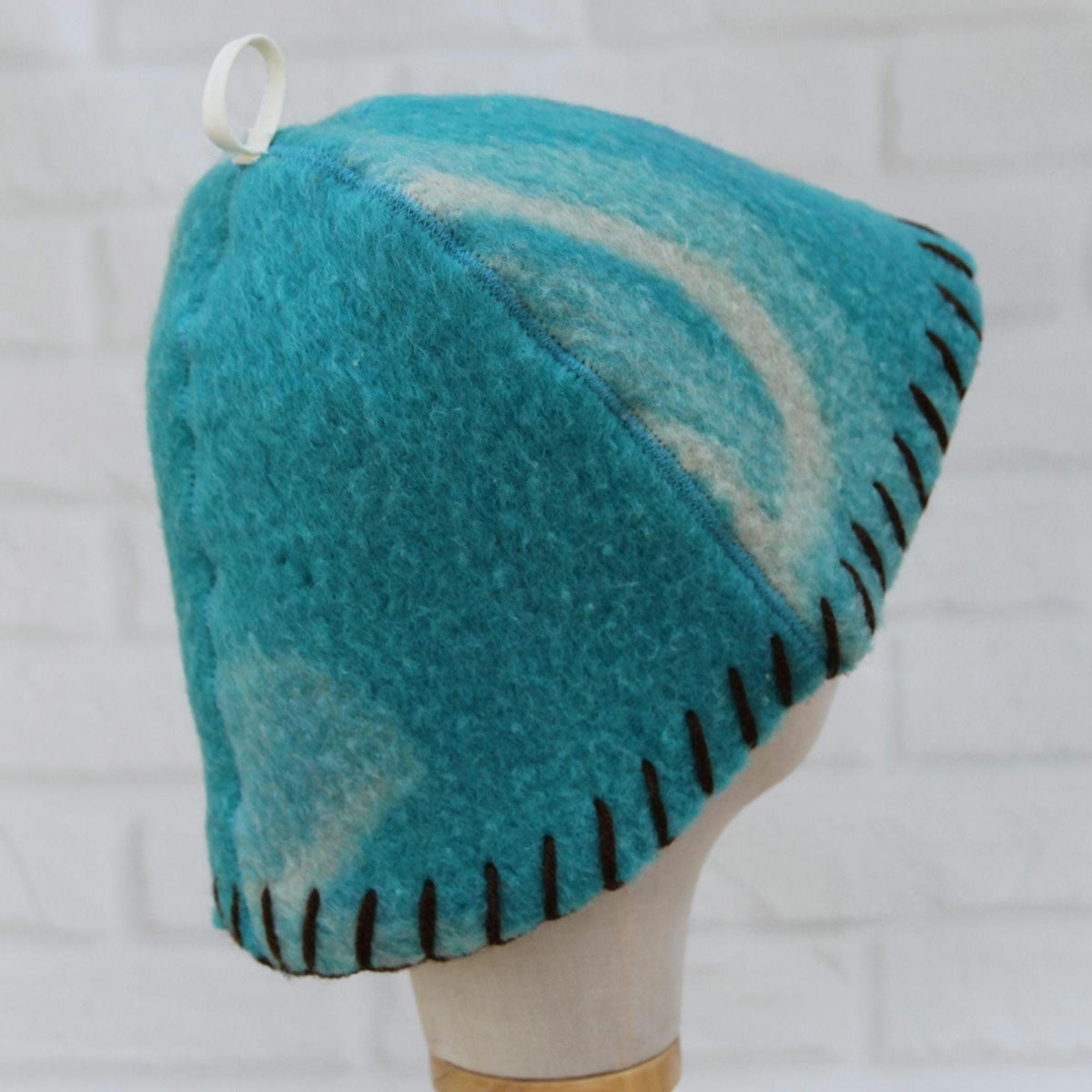 Brown Wool Sauna Hat with Floral, Handmade from Upcycled Vintage Blanket, Unisex Spa Hat,Spa Wellness Accessory,Unique Gift for Sauna.