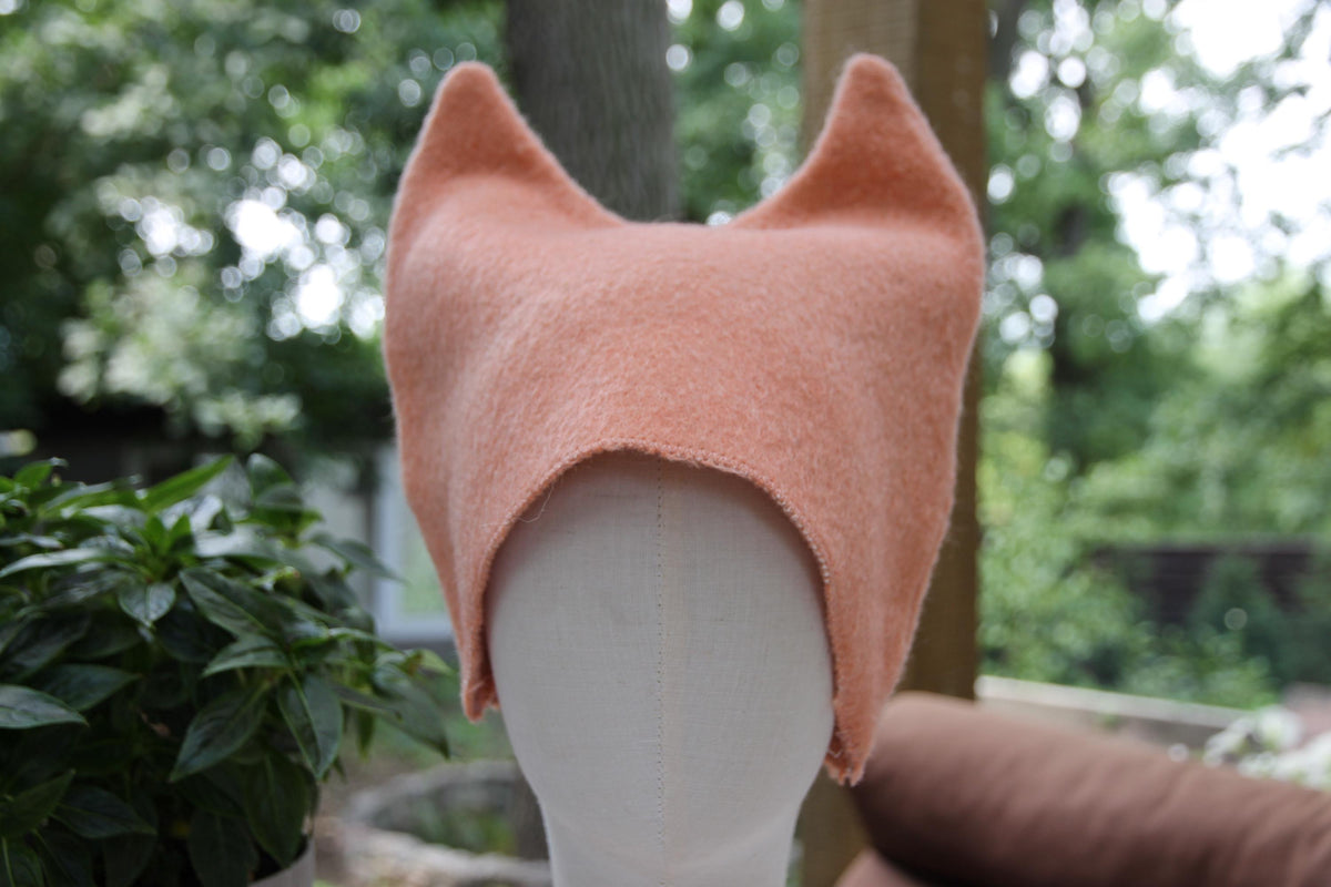Upcycled Wool Cat Ear Sauna Hat, Felted Banya Bath Cap, Eco-Friendly Spa Accessory