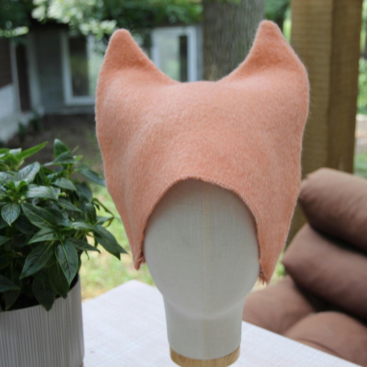 Upcycled Wool Cat Ear Sauna Hat, Felted Banya Bath Cap, Eco-Friendly Spa Accessory