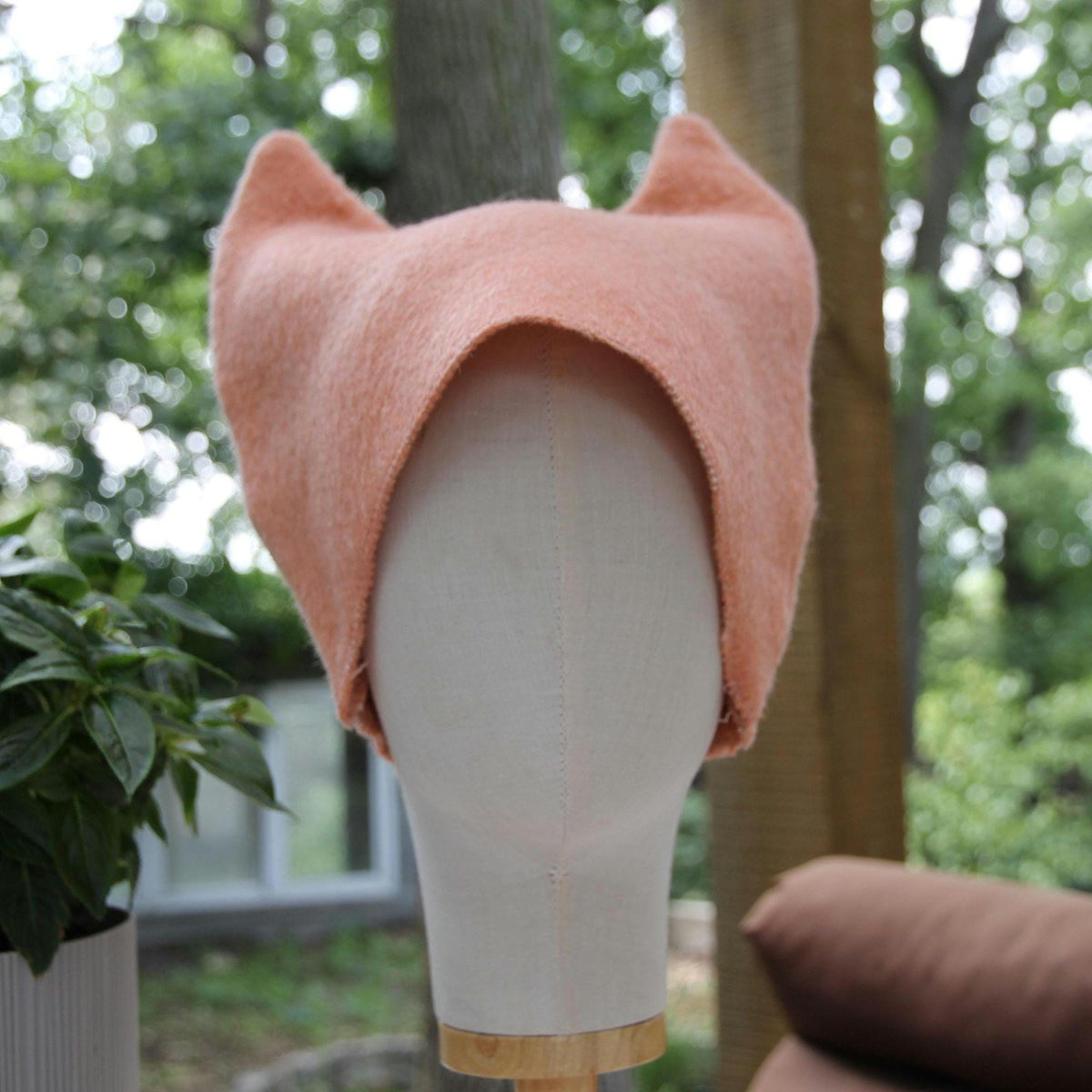 Upcycled Wool Cat Ear Sauna Hat, Felted Banya Bath Cap, Eco-Friendly Spa Accessory