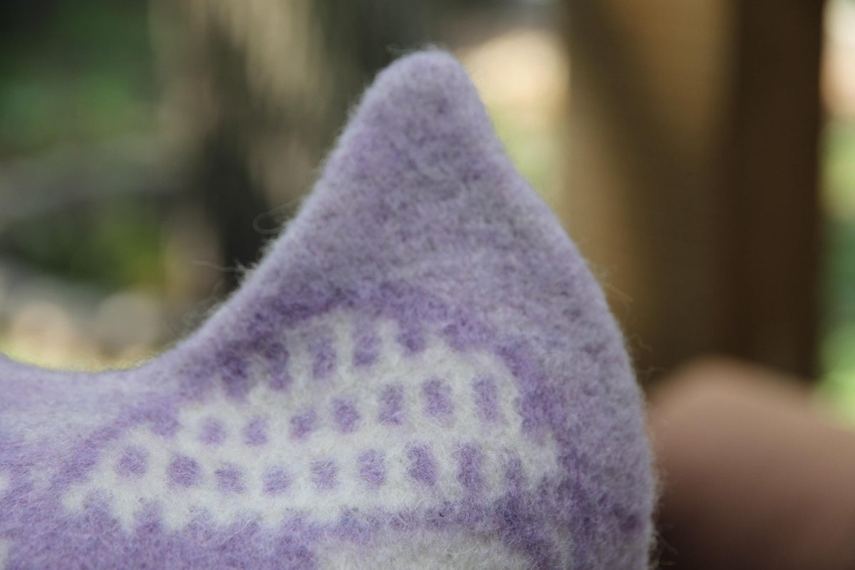 Upcycled Wool Owl Sauna Hat, Banya Bath Cap, Eco-Friendly Spa Accessory