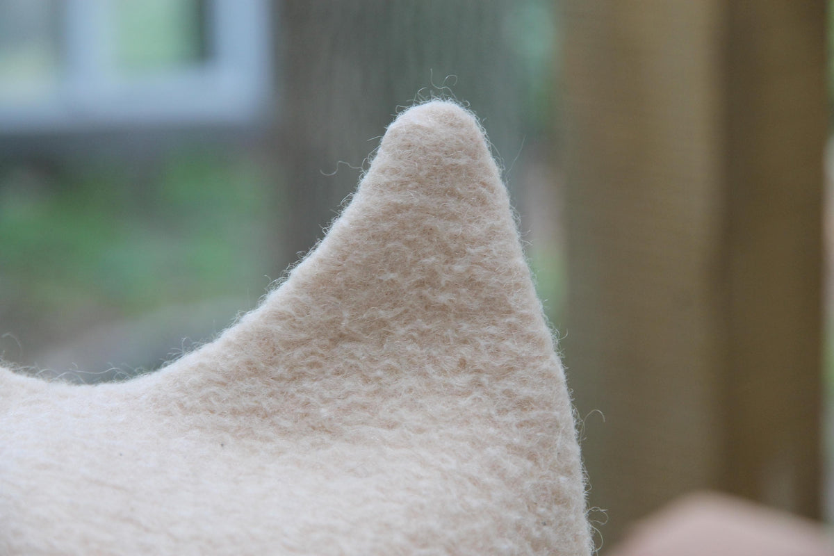 Upcycled Wool Cat Ear Sauna Hat, Minimalist Banya Bathing Cap, Eco-Friendly Spa Accessory