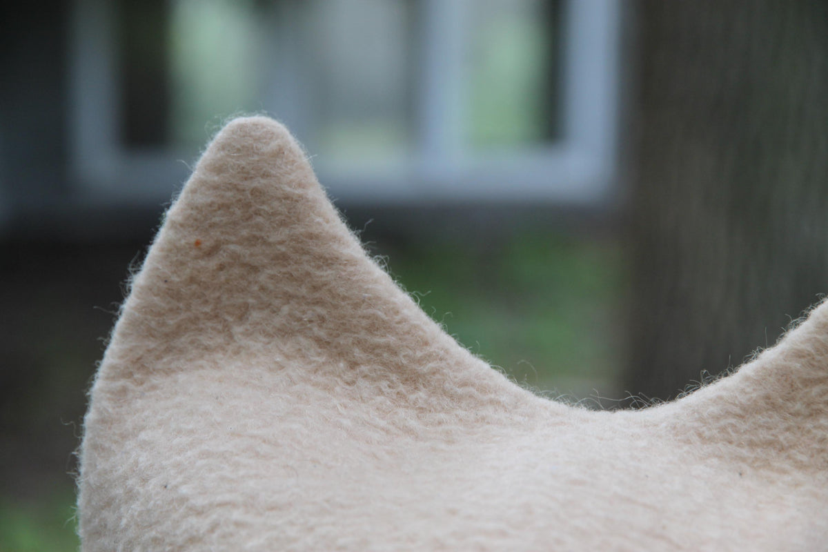 Upcycled Wool Cat Ear Sauna Hat, Minimalist Banya Bathing Cap, Eco-Friendly Spa Accessory