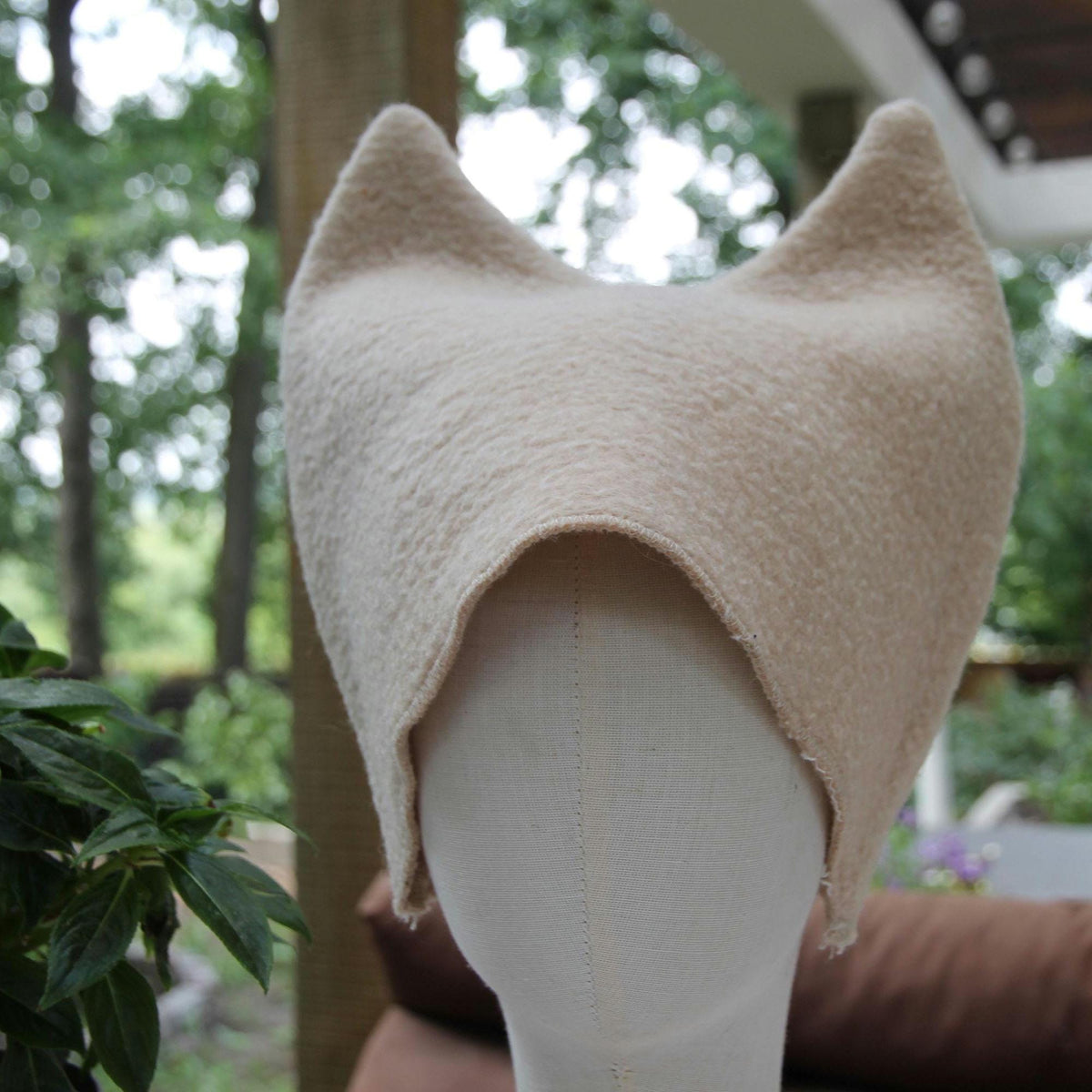 Upcycled Wool Cat Ear Sauna Hat, Minimalist Banya Bathing Cap, Eco-Friendly Spa Accessory