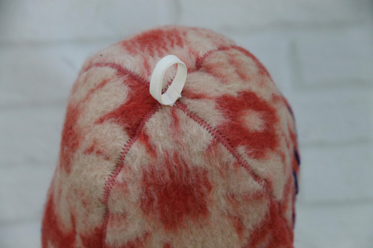 Reversible Vintage Wool Sauna Hat, Handmade Bucket Hat, Upcycled Blanket Hat, yellow Checkered Hat.