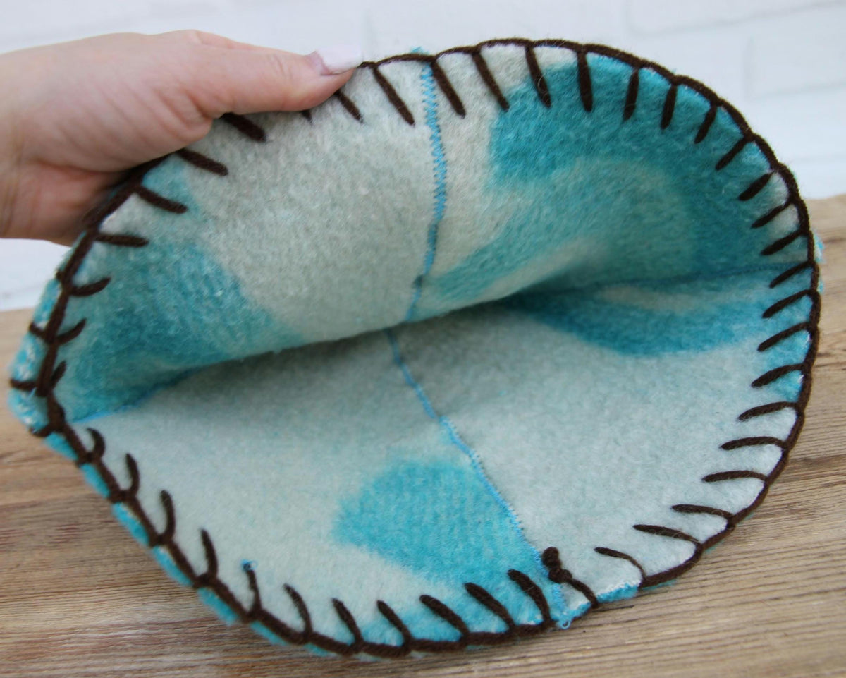 Brown Wool Sauna Hat with Floral, Handmade from Upcycled Vintage Blanket, Unisex Spa Hat,Spa Wellness Accessory,Unique Gift for Sauna.