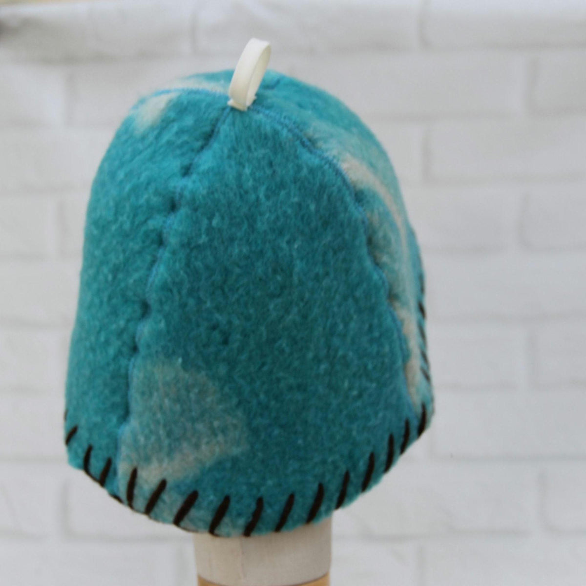 Brown Wool Sauna Hat with Floral, Handmade from Upcycled Vintage Blanket, Unisex Spa Hat,Spa Wellness Accessory,Unique Gift for Sauna.