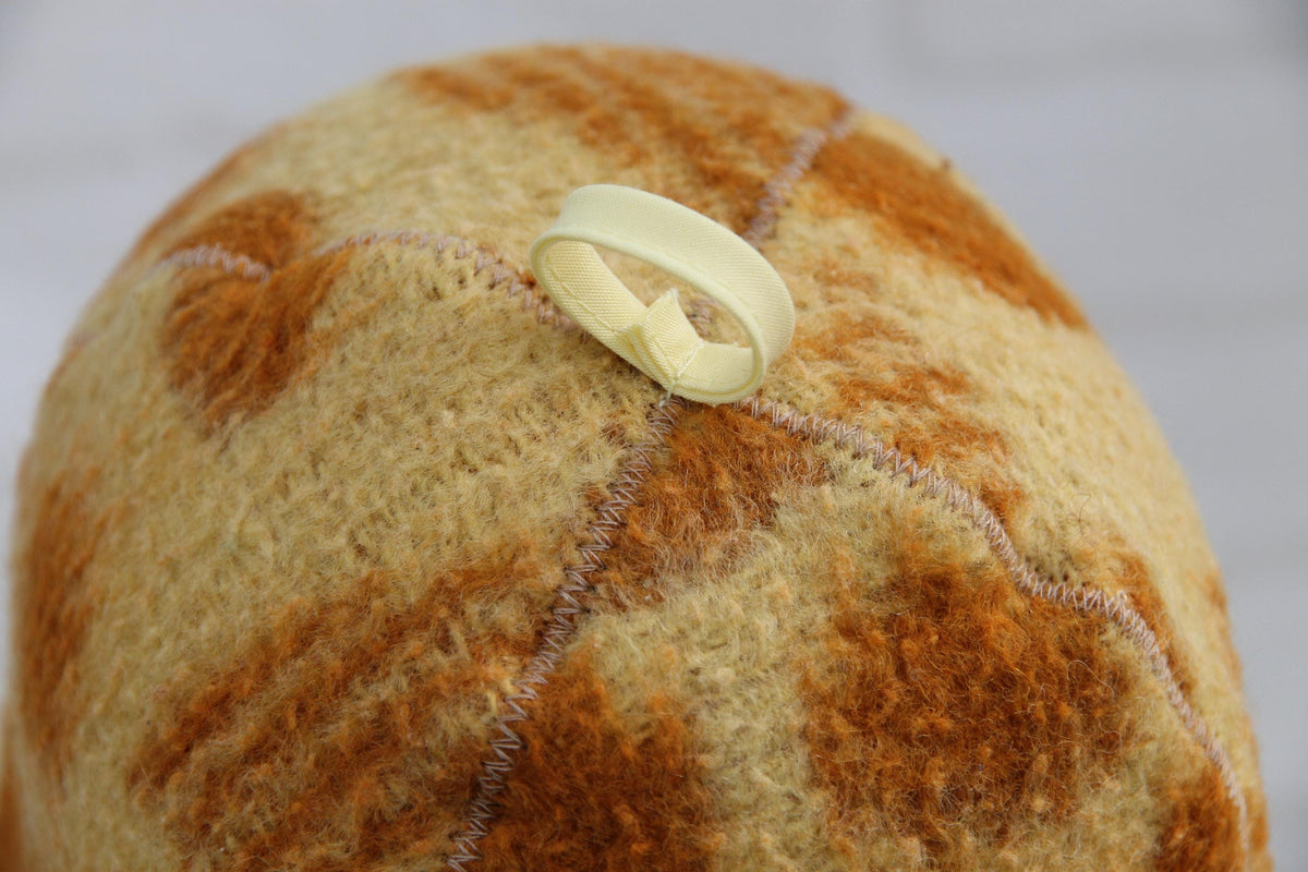 Upcycled Wool Blanket Sauna Hat, Banya Steam Room Headwear, Heat Protection Cap