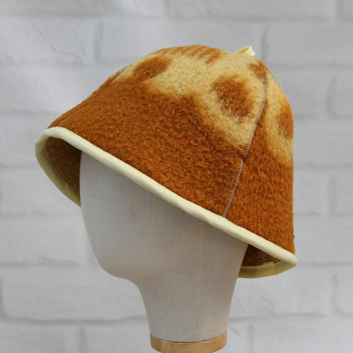 Upcycled Wool Blanket Sauna Hat, Banya Steam Room Headwear, Heat Protection Cap