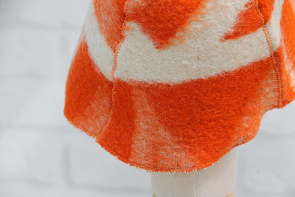 Reversible Vintage Wool Sauna Hat, Handmade Bucket Hat, Upcycled Blanket Hat, red Checkered Hat.