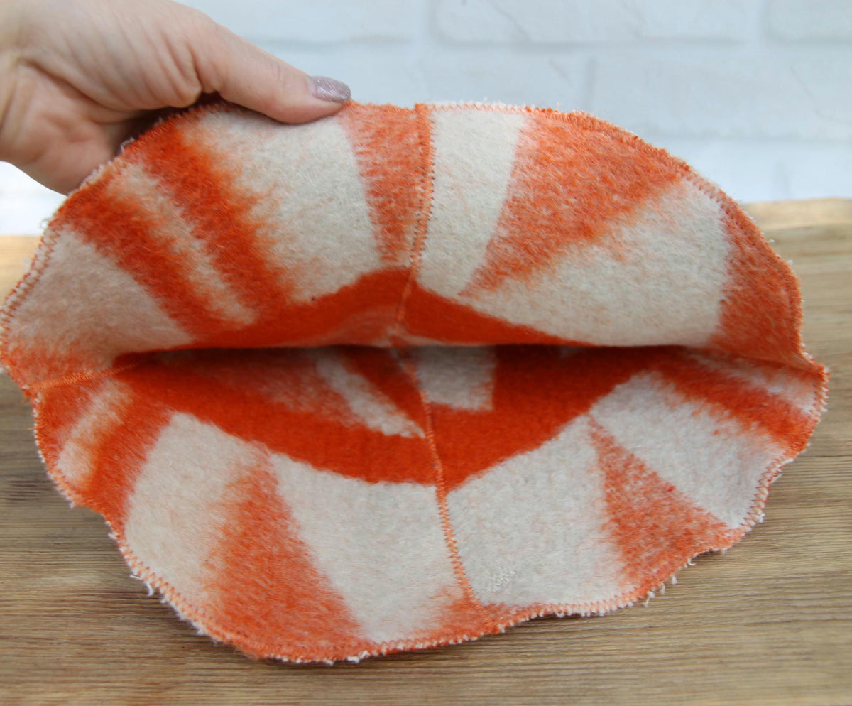 Reversible Vintage Wool Sauna Hat, Handmade Bucket Hat, Upcycled Blanket Hat, red Checkered Hat.