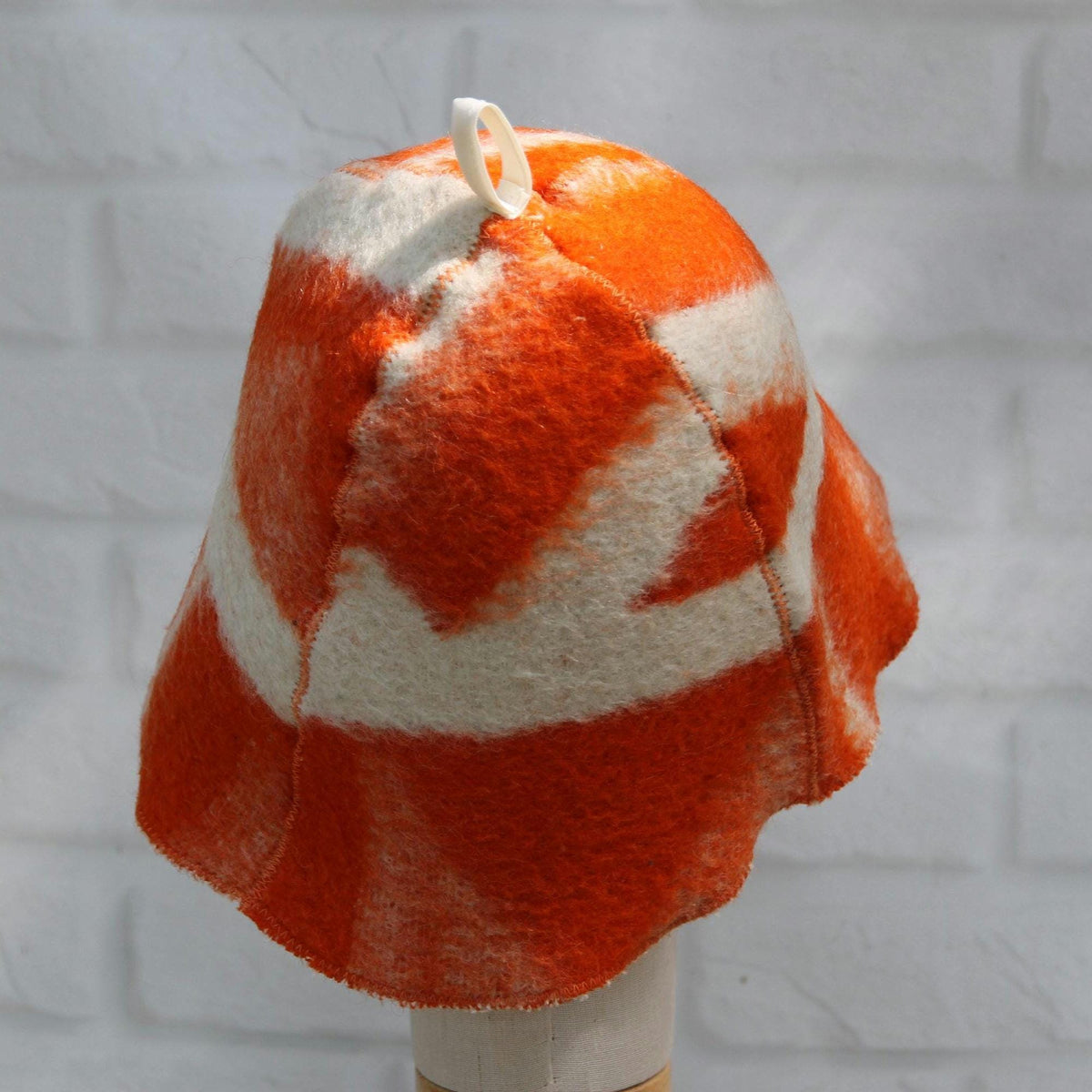 Reversible Vintage Wool Sauna Hat, Handmade Bucket Hat, Upcycled Blanket Hat, red Checkered Hat.