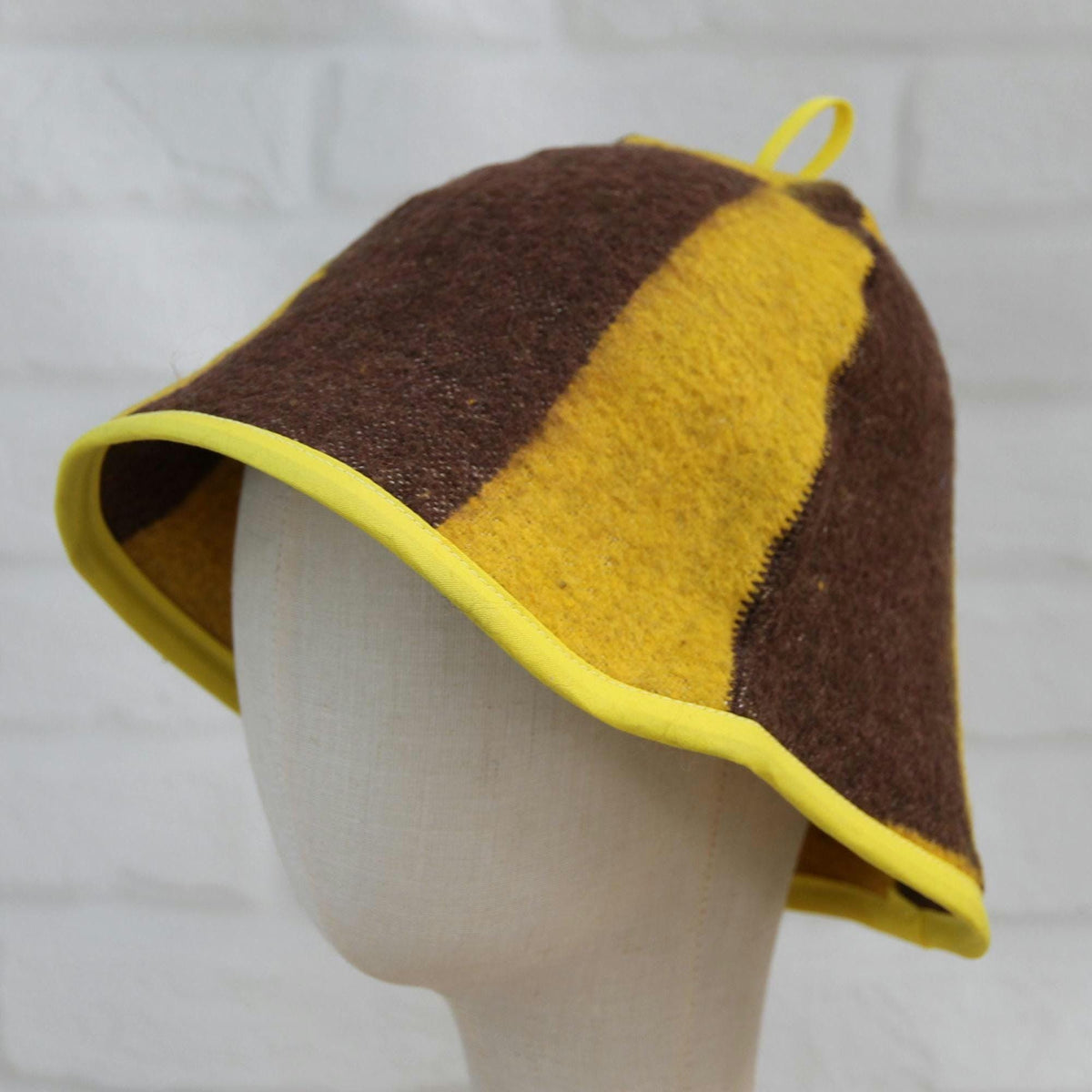 Wool Sauna Hat with Floral, Handmade from Upcycled Vintage Blanket, Unisex Spa orange Hat,Spa Wellness Accessory,Unique Gift for Sauna.