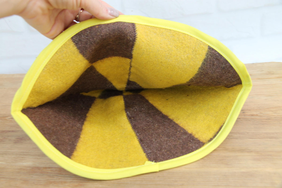 Wool Sauna Hat with Floral, Handmade from Upcycled Vintage Blanket, Unisex Spa orange Hat,Spa Wellness Accessory,Unique Gift for Sauna.
