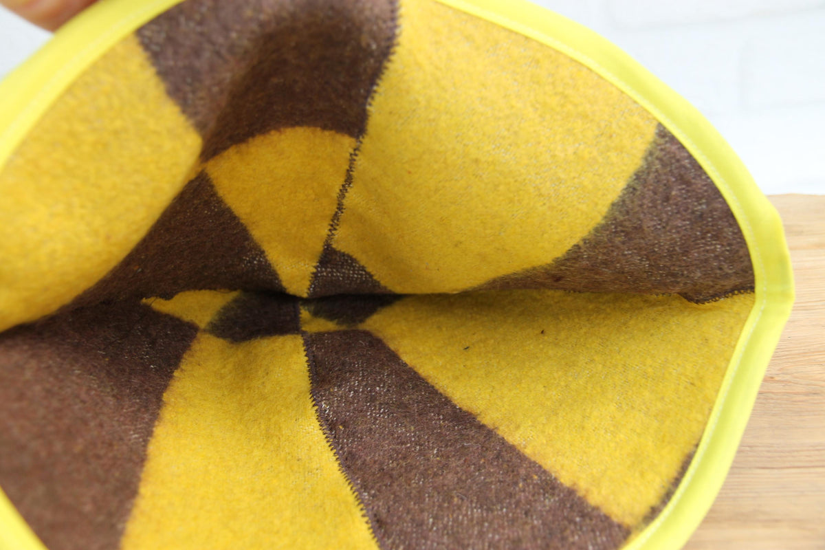 Wool Sauna Hat with Floral, Handmade from Upcycled Vintage Blanket, Unisex Spa orange Hat,Spa Wellness Accessory,Unique Gift for Sauna.