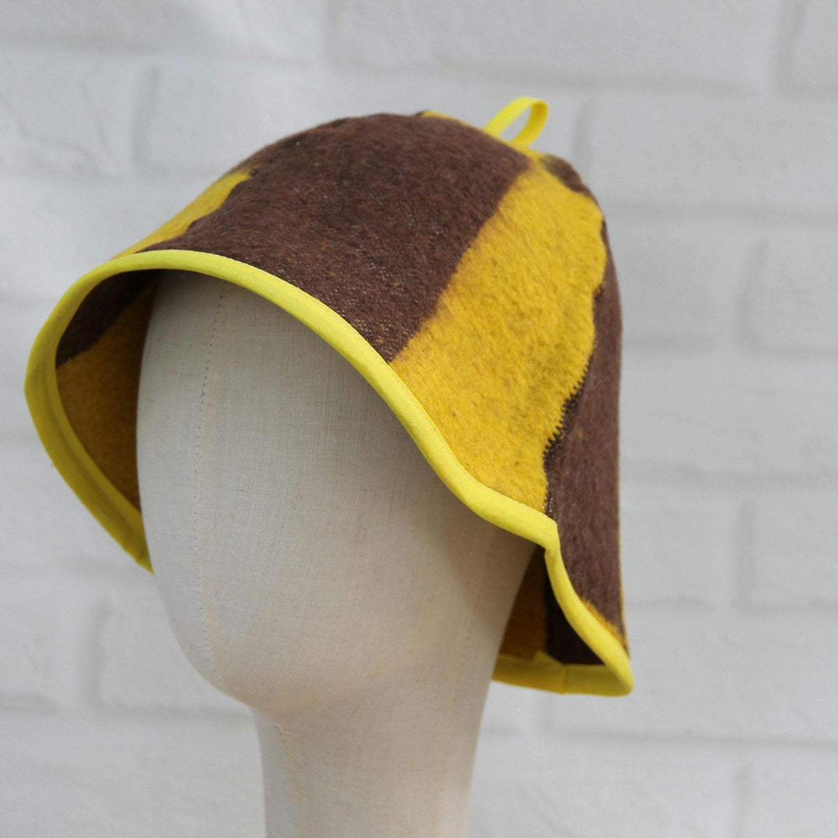 Wool Sauna Hat with Floral, Handmade from Upcycled Vintage Blanket, Unisex Spa orange Hat,Spa Wellness Accessory,Unique Gift for Sauna.