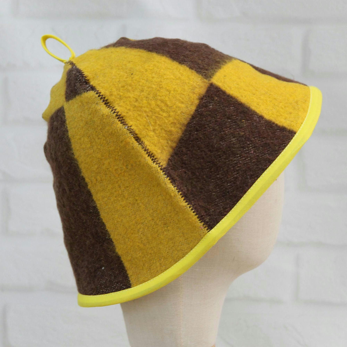 Wool Sauna Hat with Floral, Handmade from Upcycled Vintage Blanket, Unisex Spa orange Hat,Spa Wellness Accessory,Unique Gift for Sauna.