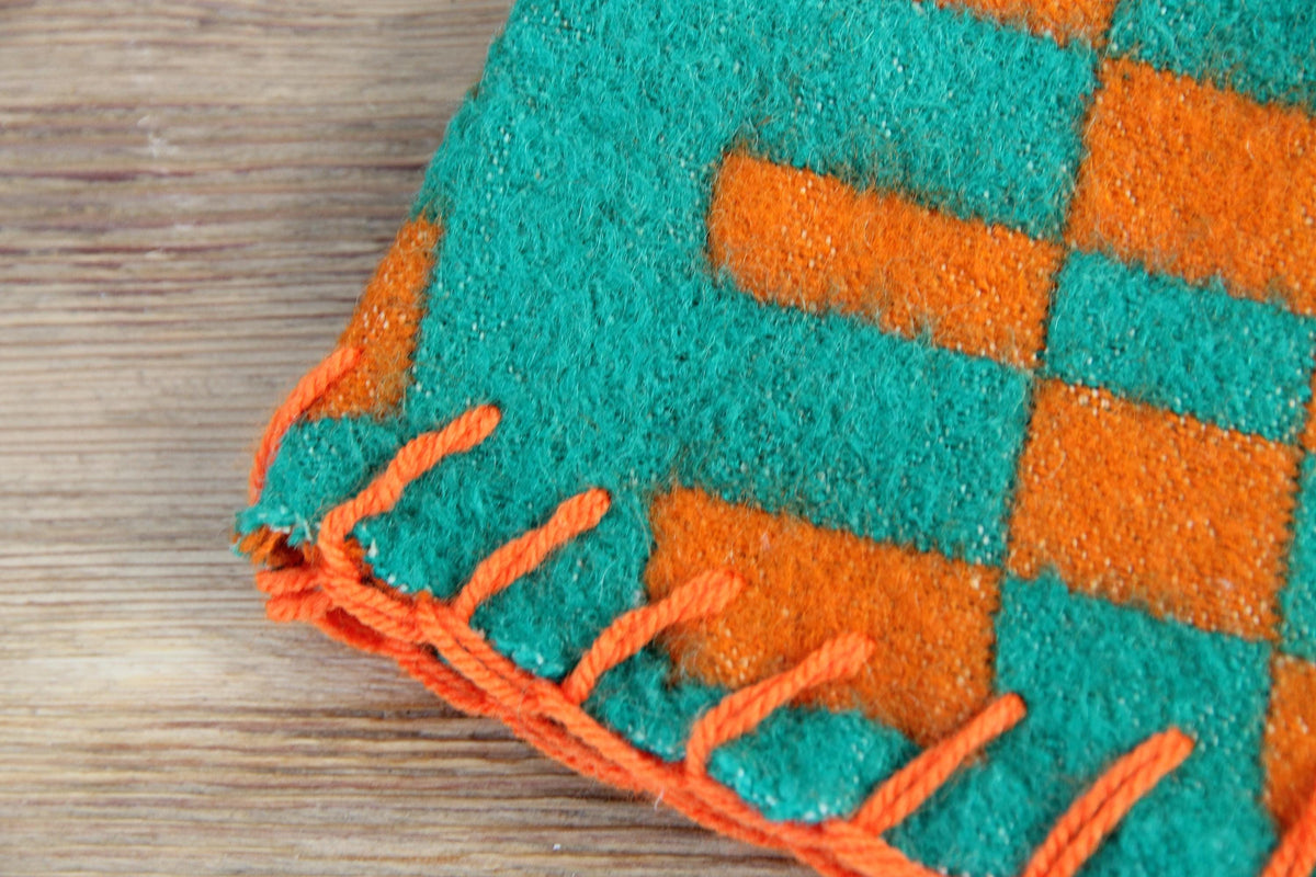 Upcycled Wool Sauna Hat, Geometric Banya Cap, Green Orange Steam Headwear