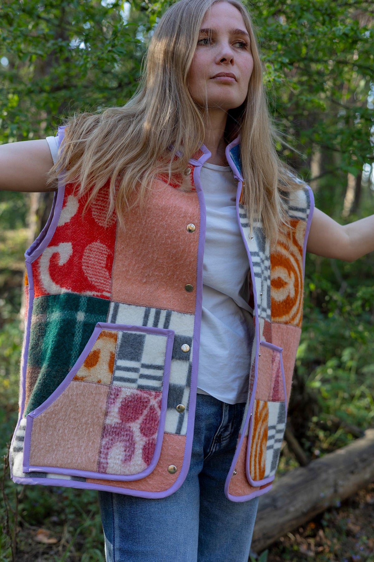 Blanket wool vest jacket size 8-10 M L,green blanket coat jacket, upcycled coats women,woolen vest plaid,dutch blanket coat,handmade