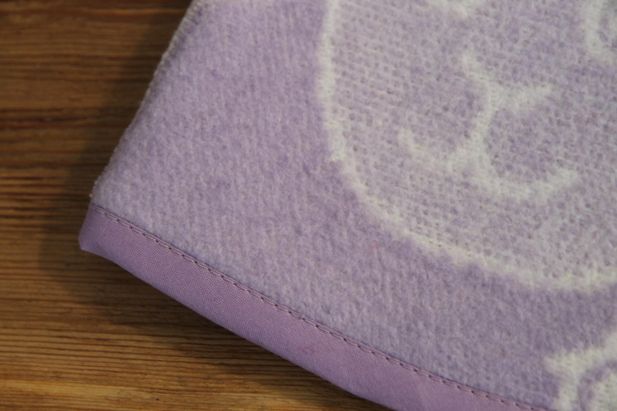 Lavender Sheep Print Wool Sauna Hat, Felted Banya Cap, Upcycled Blanket Protection