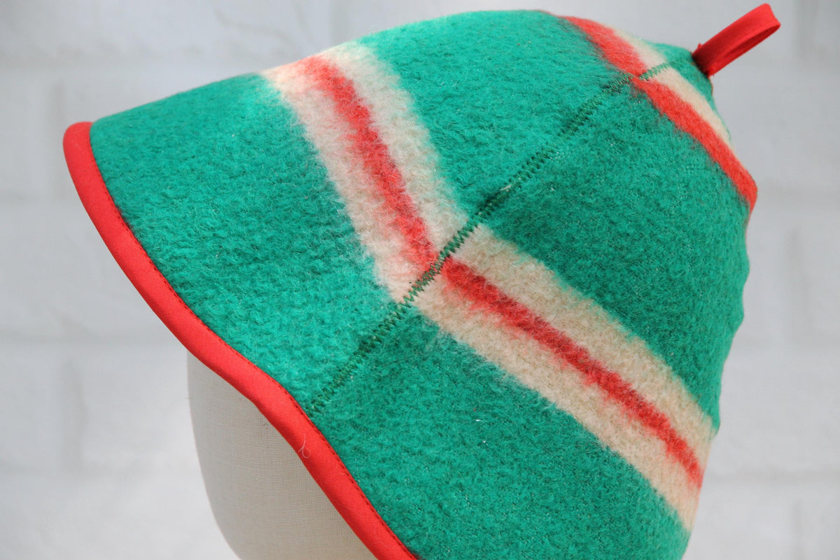 Wool Sauna Hat, Handmade Reversible Bath Hat from Vintage Blanket, Felted Sauna Cap, Unique Spa Accessory,Gift for Sauna Lover,wool bath hat