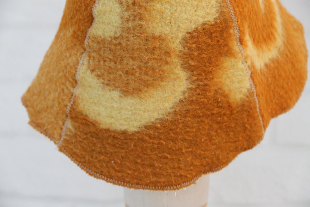 Brown Wool Sauna Hat with Floral, Handmade from Upcycled Vintage Blanket, Unisex Spa Hat,Spa Wellness Accessory,Unique Gift for Sauna.