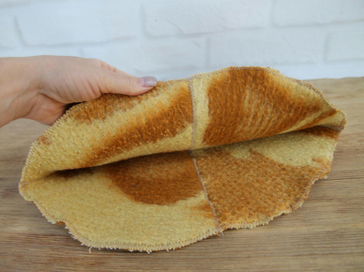 Brown Wool Sauna Hat with Floral, Handmade from Upcycled Vintage Blanket, Unisex Spa Hat,Spa Wellness Accessory,Unique Gift for Sauna.