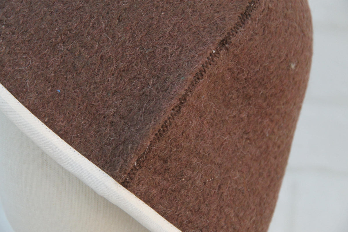 Handmade Wool Felt Sauna Hat – Banya Bathhouse Accessory, Contrast Trim