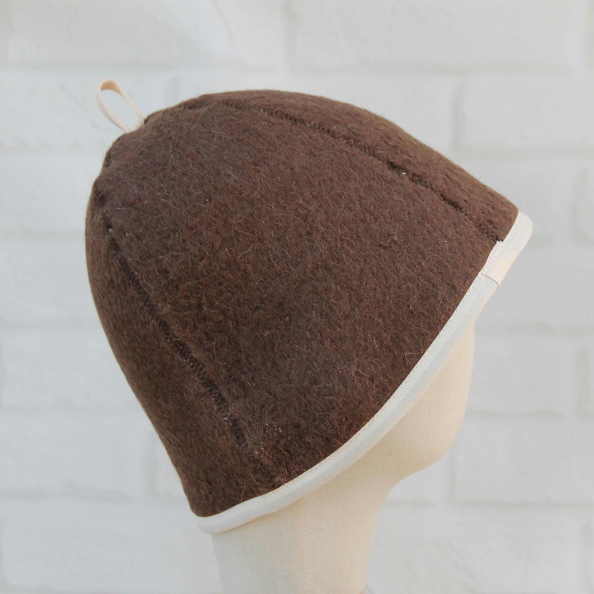Handmade Wool Felt Sauna Hat – Banya Bathhouse Accessory, Contrast Trim