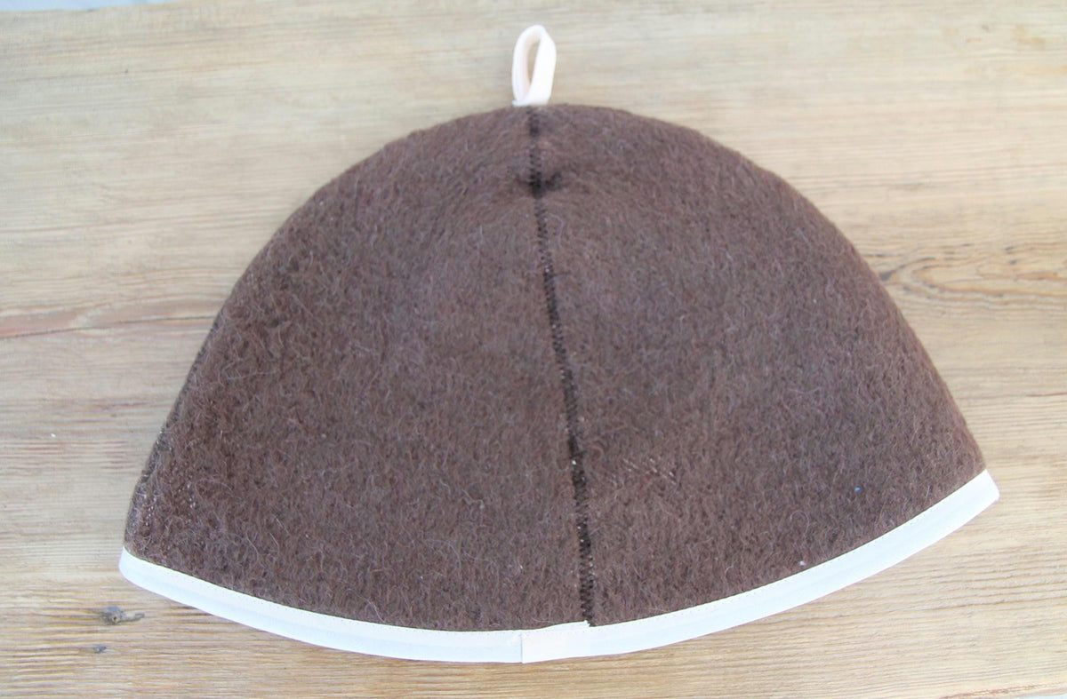 Handmade Wool Felt Sauna Hat – Banya Bathhouse Accessory, Contrast Trim