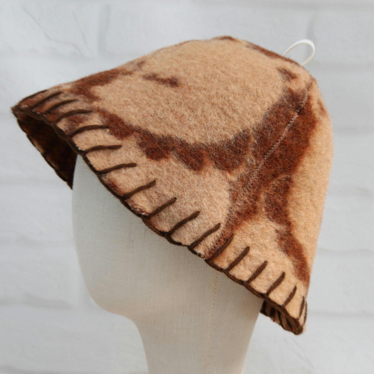Upcycled Wool Sauna Hat – Unique Patterned Banya Cap for Steam Room