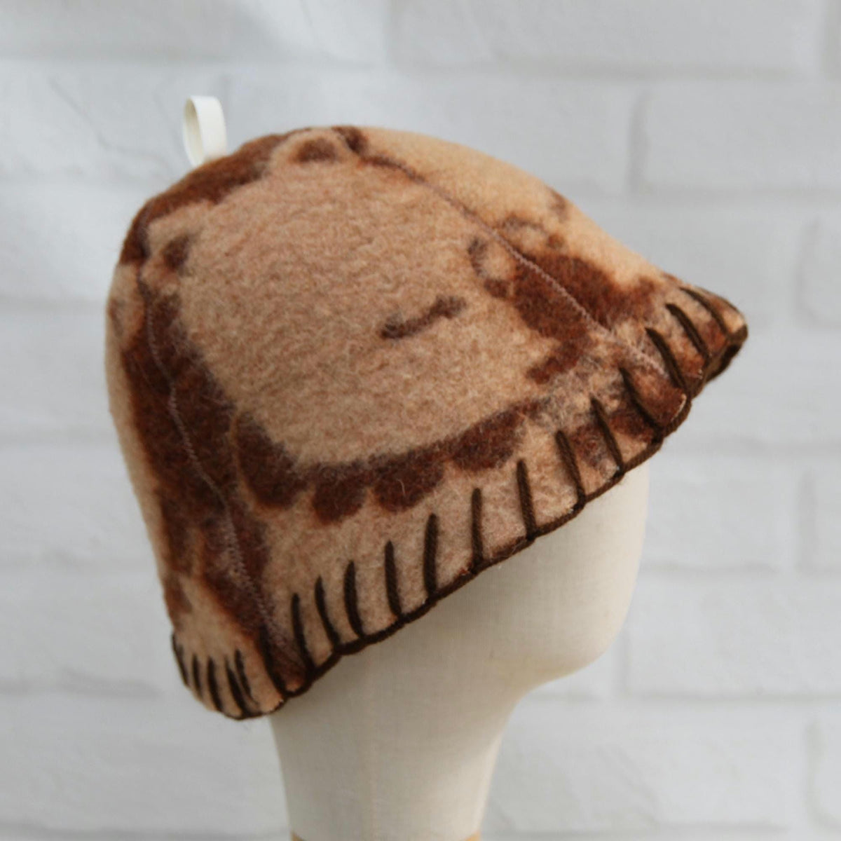 Upcycled Wool Sauna Hat – Unique Patterned Banya Cap for Steam Room