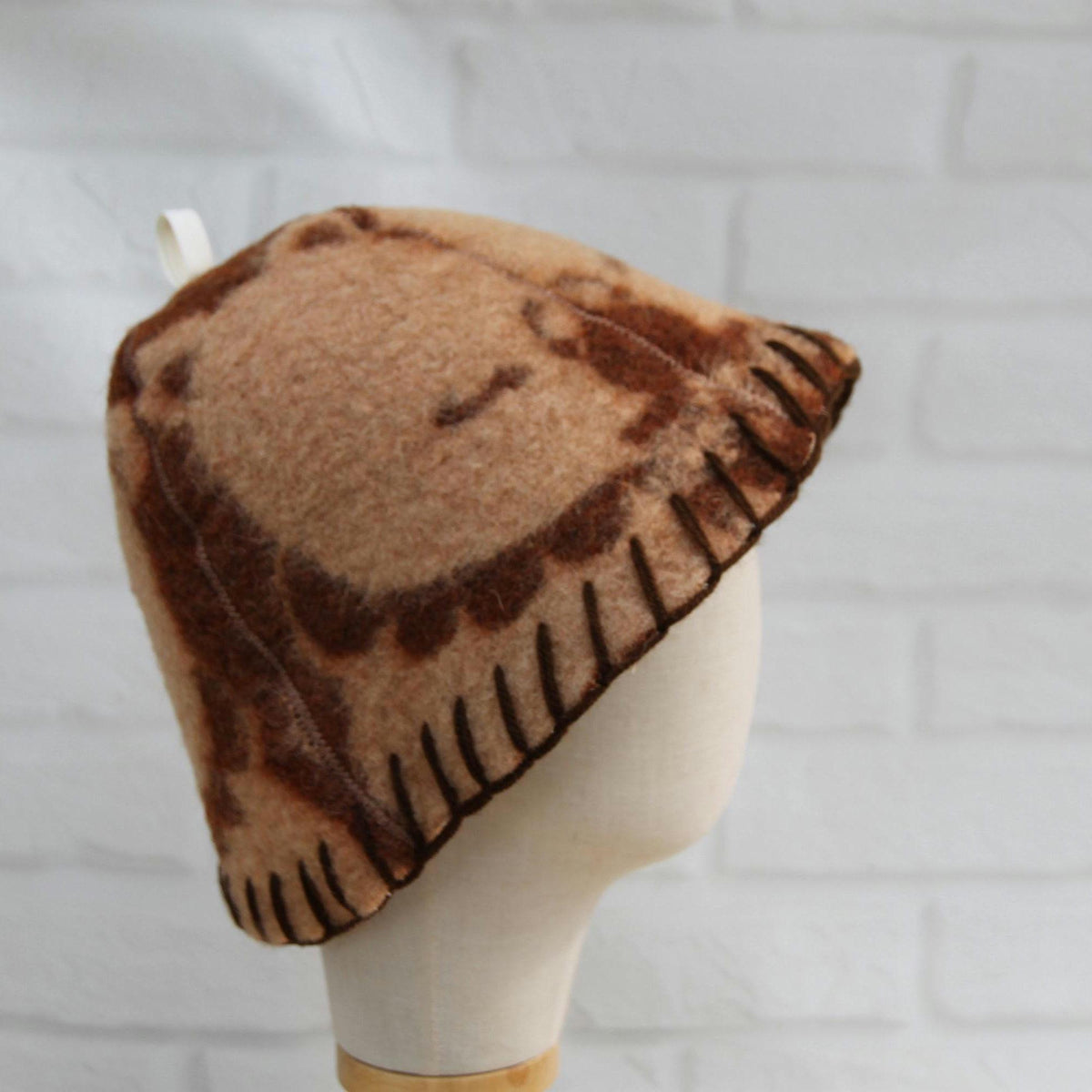 Upcycled Wool Sauna Hat – Unique Patterned Banya Cap for Steam Room