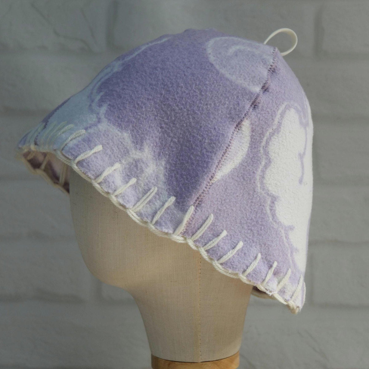 Handmade Upcycled Wool Sauna Hat - Floral Banya Hat for Women, Sustainable Spa Accessory