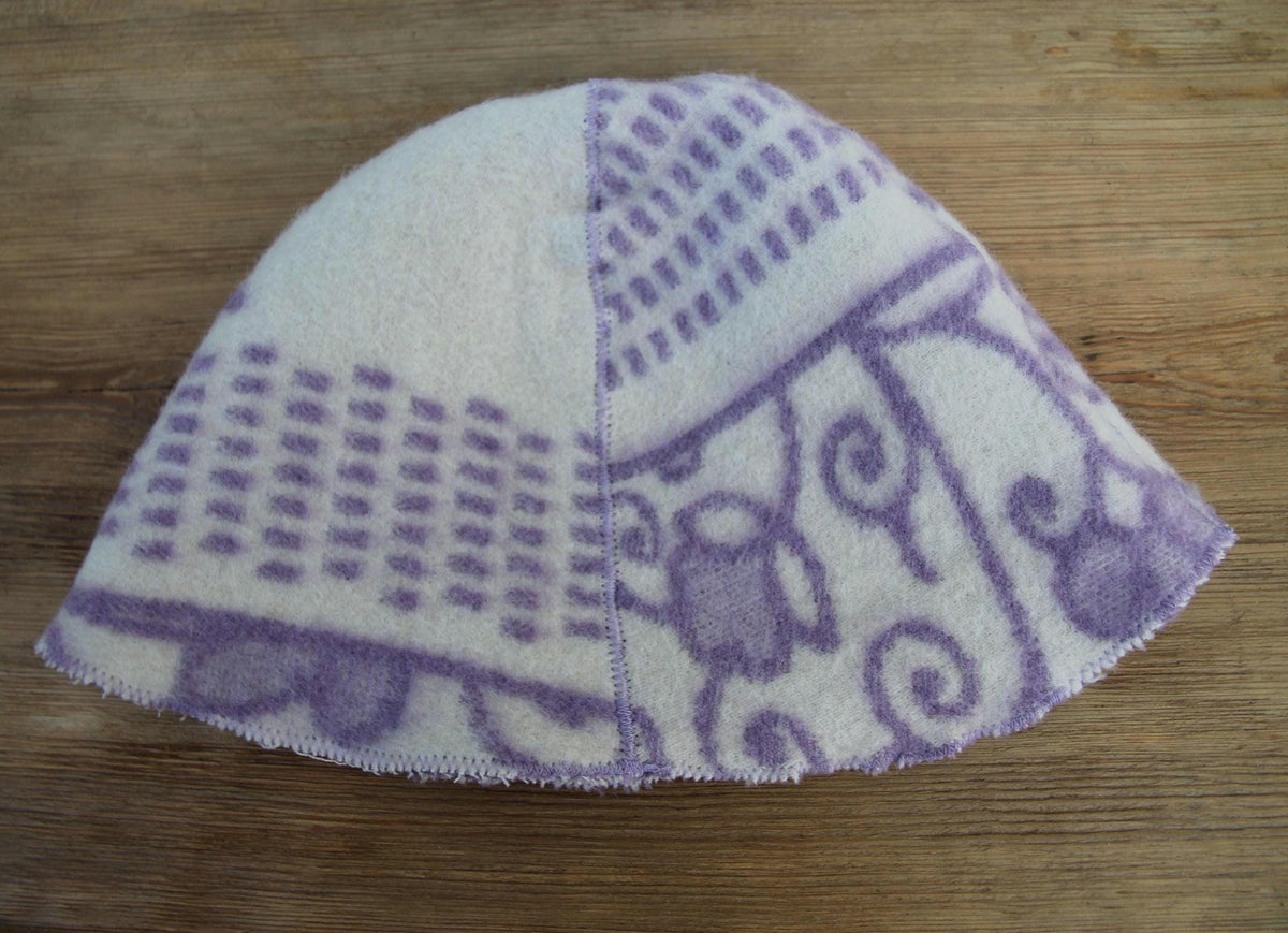 Brown Wool Sauna Hat with Floral, Handmade from Upcycled Vintage Blanket, Unisex Spa Hat,Spa Wellness Accessory,Unique Gift for Sauna.