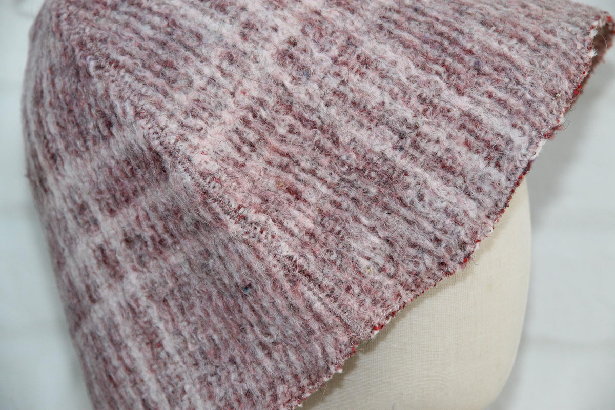 Upcycled Wool Sauna Hat – Dusty Rose Taupe Ribbed Banya Spa Accessory
