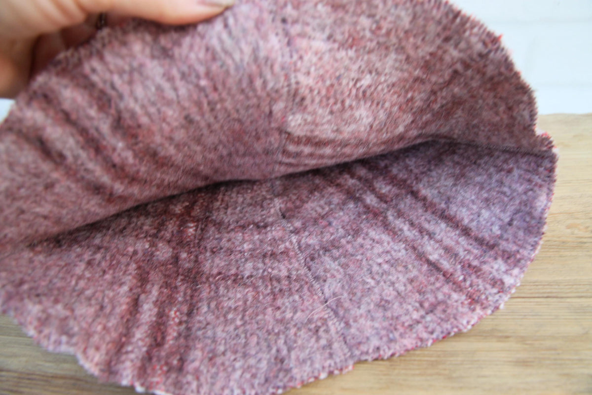 Upcycled Wool Sauna Hat – Dusty Rose Taupe Ribbed Banya Spa Accessory