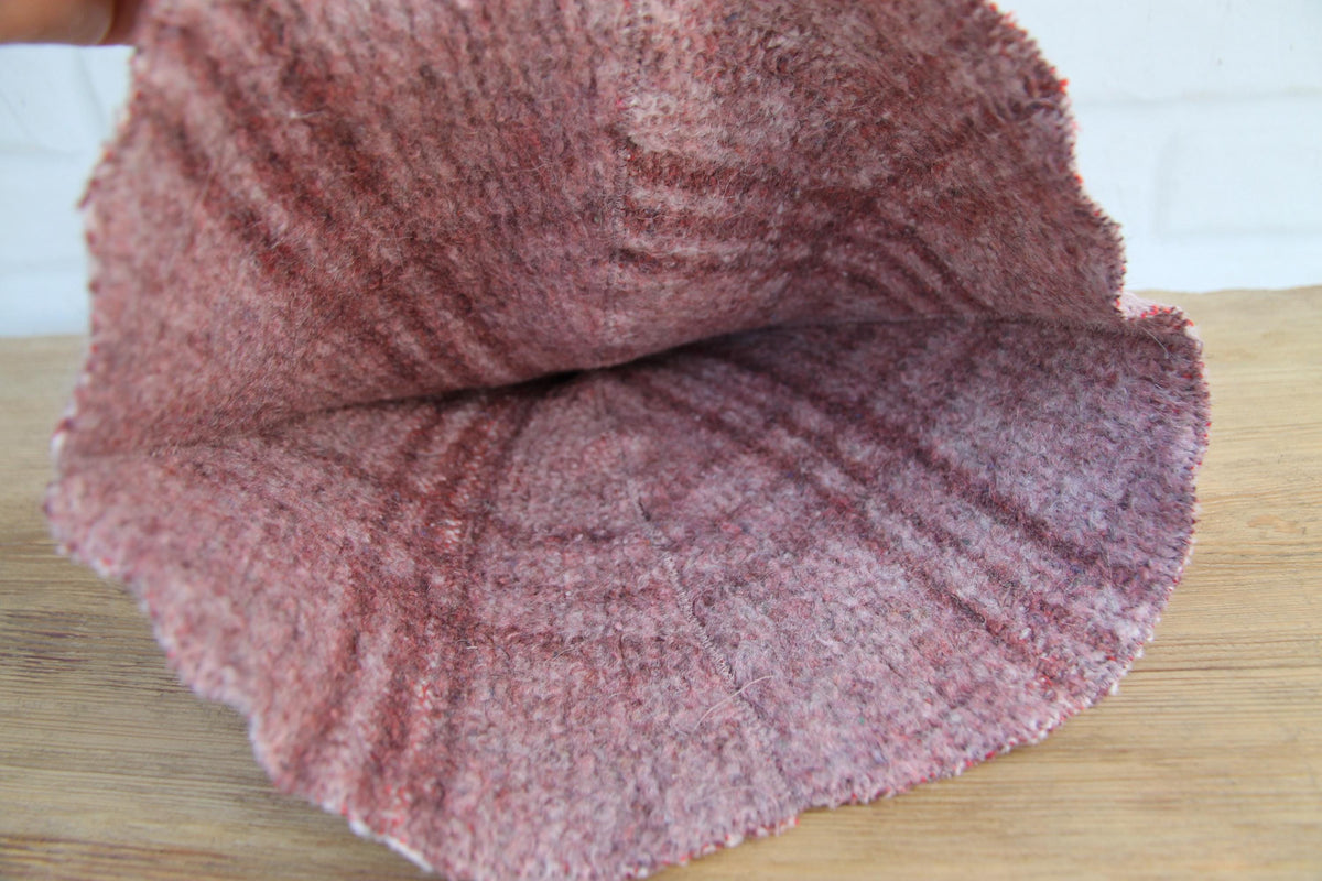 Upcycled Wool Sauna Hat – Dusty Rose Taupe Ribbed Banya Spa Accessory
