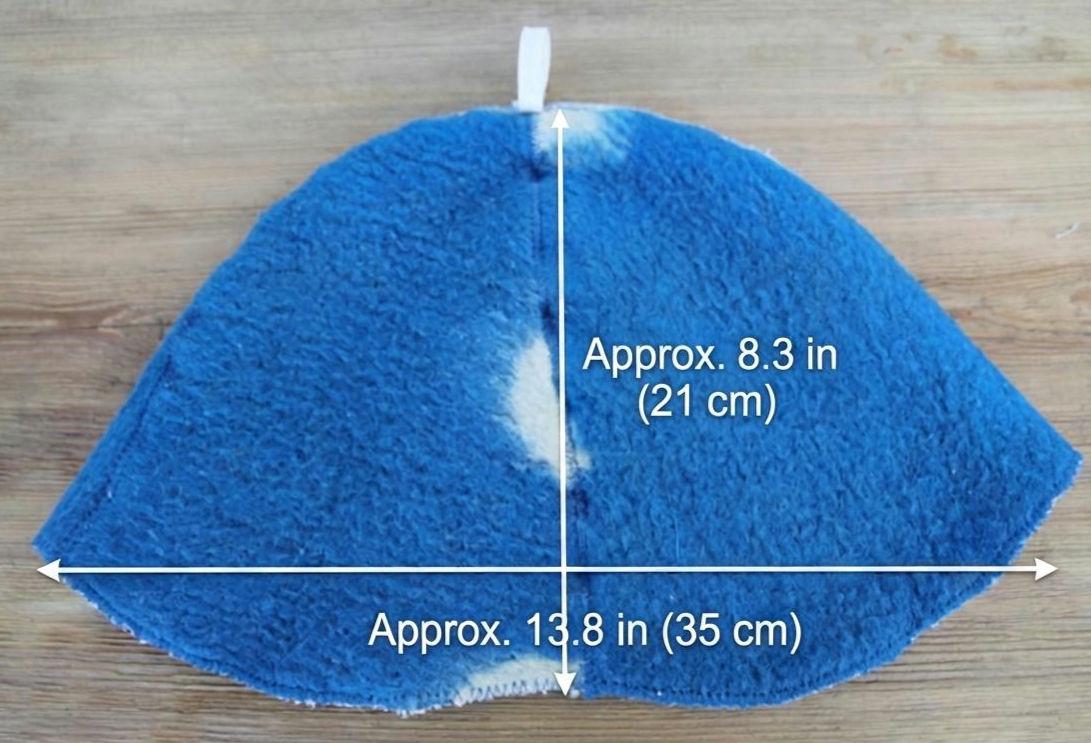 Upcycled Wool Sauna Hat – Blue White Banya Spa Accessory, Sustainable Handmade