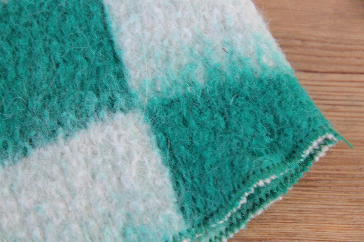 Upcycled Wool Sauna Hat – Green White Checkerboard Banya Spa Accessory