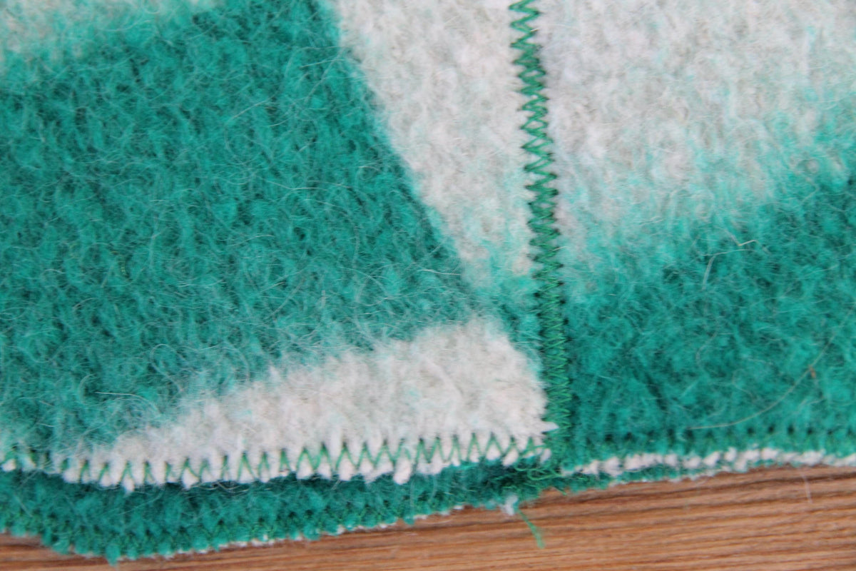 Upcycled Wool Sauna Hat – Green White Checkerboard Banya Spa Accessory