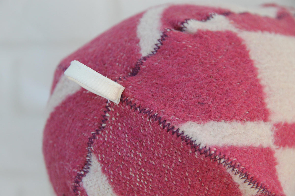 Handmade Upcycled Wool Sauna Hat – Burgundy Pink Plaid Banya Accessory